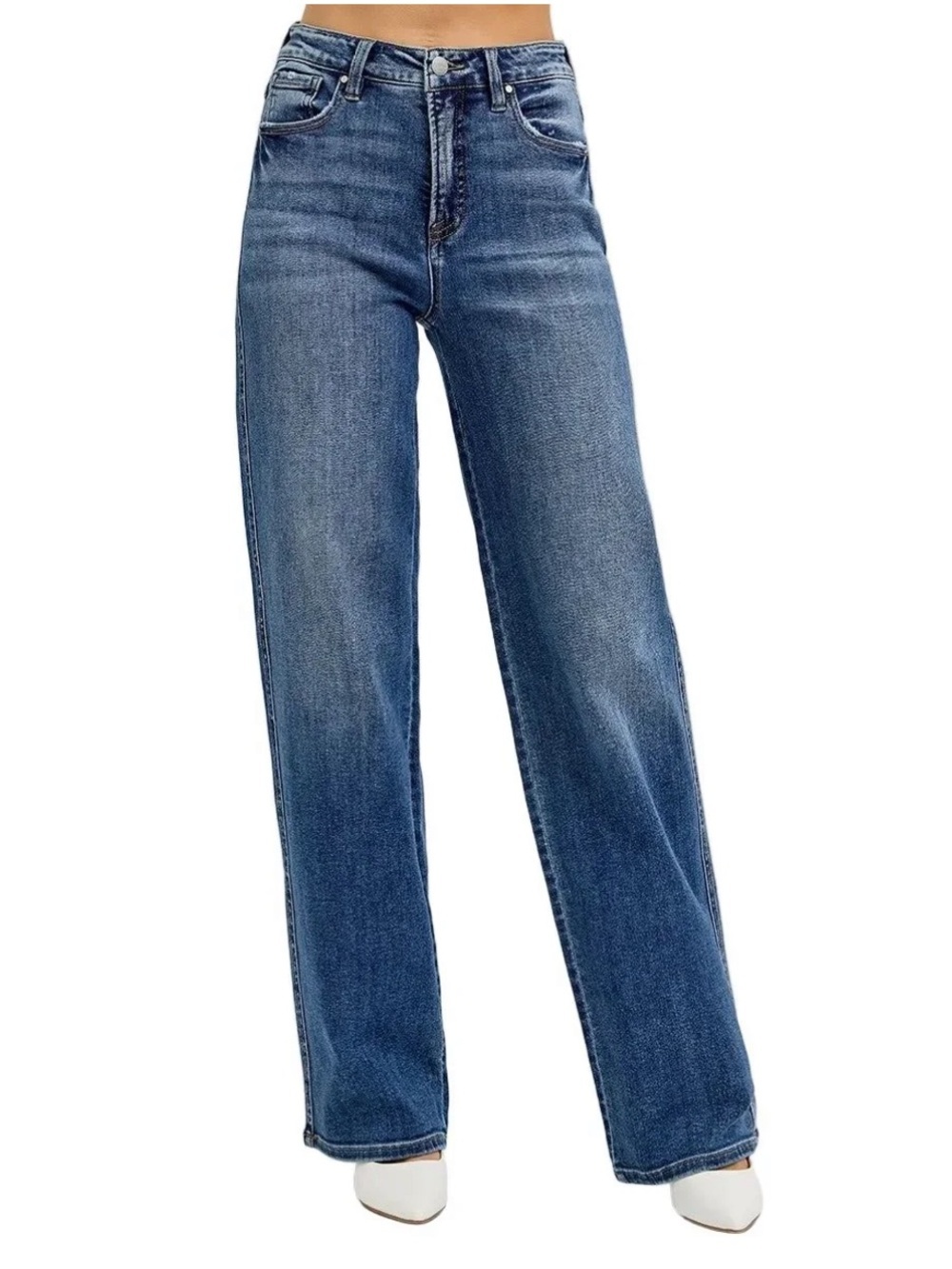 Risen Jeans Size 11 Straight Leg Blue Denim Distressed Wash